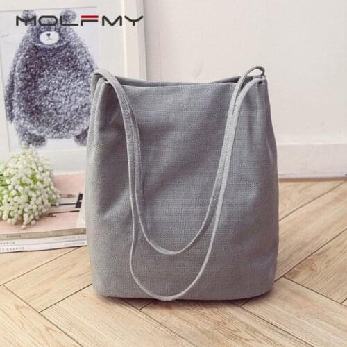 Handmade Original Womens Canvas Handbag 6 Color Travel Shopping Cotton And Linen Simple Shoulder Bucket Bag Portable Dropship