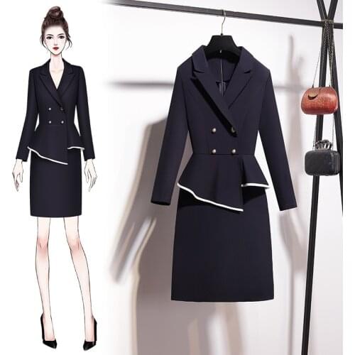 Office Dress Peplum Business Office Ladies Vintage Elegant Long Sleeve Dresses Stylish Chic Formal Slim Blazer Dresses Big Size
