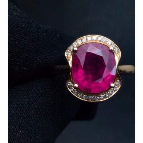 Rubilite Tourmaline Ring 3.2ct Pure 18 K Gold Jewel Natural Rubi Tourmaline Gemstones Diamonds Female Rings for Women Fine Ring