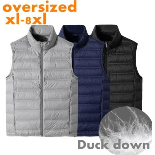 Mens sleeveless vest mens autumn and winter new lightweight jacket mens down jacket jacket thick jacket vest plus size 8XL