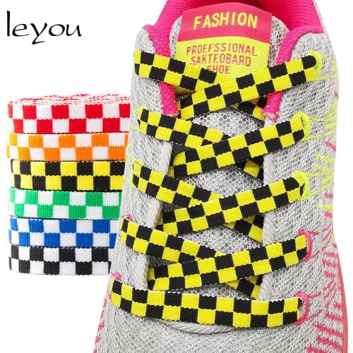 100-150cm Grid Offwhite Shoelaces Flat Sneaker Ribbon Shoe laces Black and White Shoe Laces Checkered Shoe Accessoires