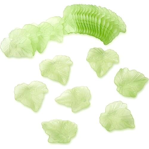 100pc 24*22.5*3mm Frosted Transparent Acrylic Grape Leaf Pendants Green For DIY Jewelry Accessories Finding Making Necklaces