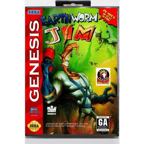 16 bit Sega MD game Cartridge with Retail box - Earthworm Jim game card for Megadrive Genesis system