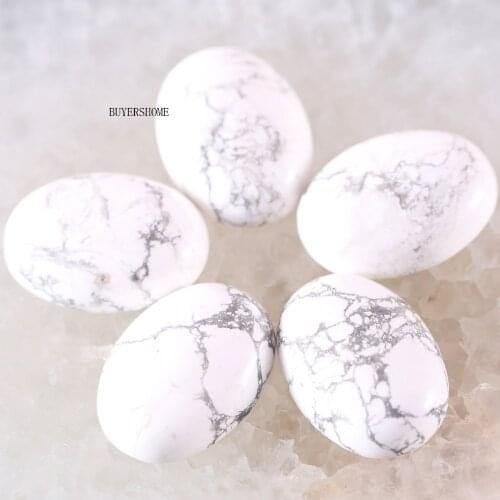 18x25MM&15x20MM CAB Cabochon 5Pcs Oval Natural Stone Bead For Making Necklace Bracelet Earrings White Howlite K572