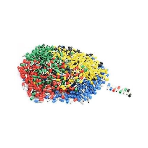 2.5 mm2 Wire Mixed/Red/Yellow/Blue/Black/White/Green Color Pre Insulative Ferrules Wiring Terminals E2508 200Pcs