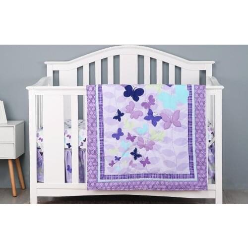 3pcs Baby Bedding Set Baby Crib Bedding Set Cotton infant Bedding Sets Sheet Crib Liner I Fitted Sheet, Crib Quilt, Dust Ruffle
