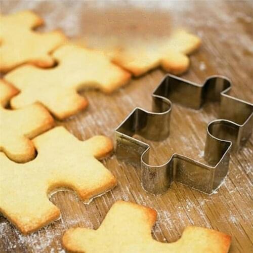 60D 4-Piece Durable Stainless Steel Biscuit Module Jigsaw Decorating Puzzle Cookie Baking Mold Cake Fondant Cutters Tool NEW
