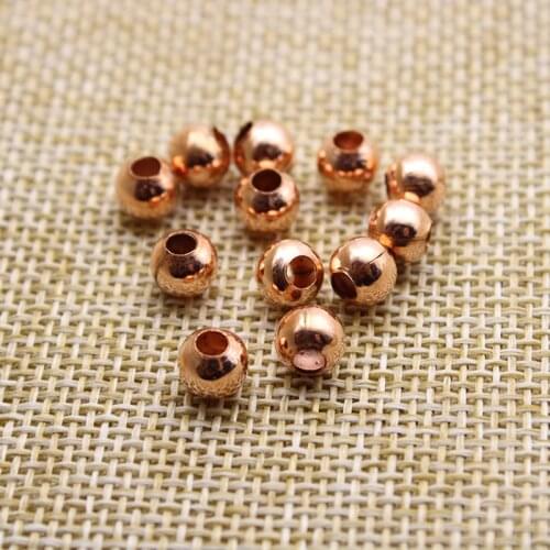 200pcs Rose Gold Metal Beads for Jewelry Making Loose Spacer Beads DIY Necklace Bracelet for Handicrafts Findings 2.4 3 4 5 6mm