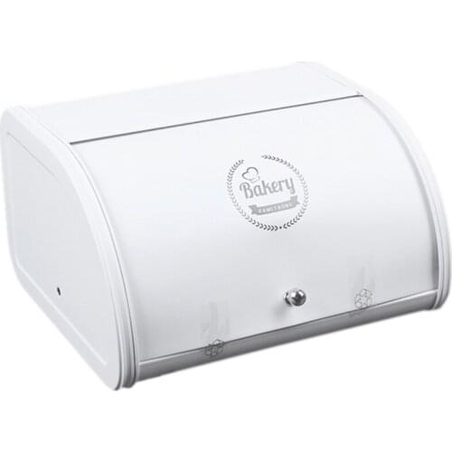 European Roll Top Small Metal Flip-Baked Bread Box Desktop Finishing Snack Dust-Proof Storage Box Bread Bin Kitchen Food Holder