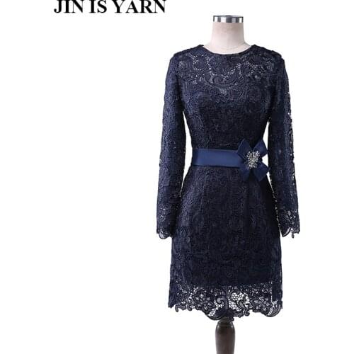 Feifan lisa half sleeve navy blue 2018 formal increase in small knee length mommy dress size 2-26 W customer manufacture