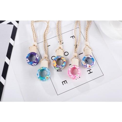 6ml Wheel Polymer Clay Car Perfume Bottle Vial Empty Color Car Hanging Bottle 100PCS/LOT