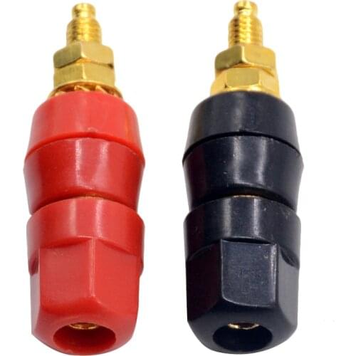 Red Black 4mm Banana Socket Binding Post Nut Banana Plug Jack Connector Adapter