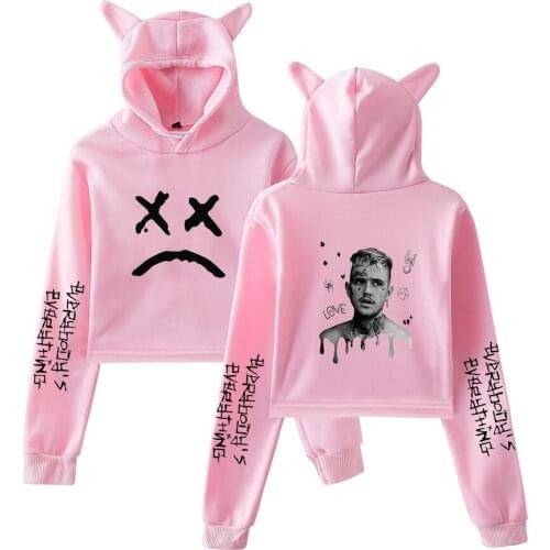 Cool Hip hop Lil Peep Hoodie Harajuku Cat Ear Cropped Short Sweatshirt Hooded Women Personality kawaii Clothes