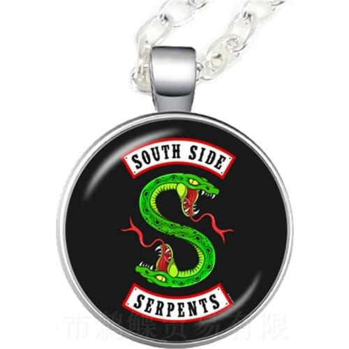 Trendy Riverdale South Side Serpents Pendant Necklace 25mm Glass Cabochon Sweater Chain For Women Men Kids Jewelry Gift
