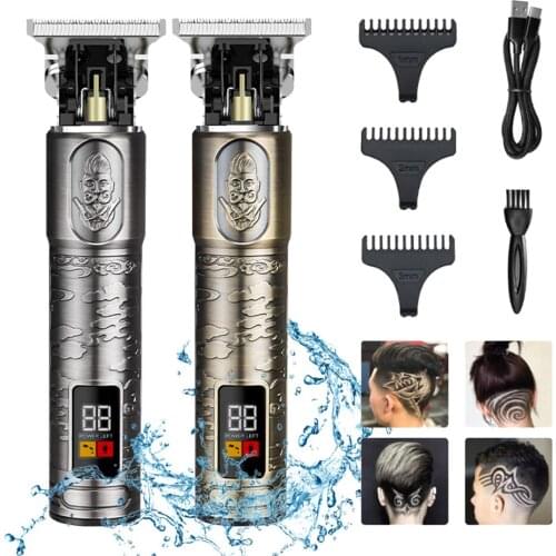Retro Electric Clipper for Men Cordless T Blade Trimmer Hair Cutting Shaving Barber Razor USB Rechargeable Beard Shaver