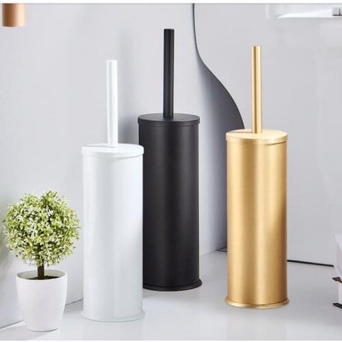 Toilet Brush Holder Set Aluminum Bathroom Clearing Tool Lavatory Floor Type Toilet Brush Holder Bath Hardware Brushed Gold/Black