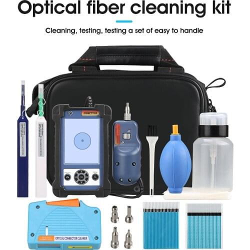 Fiber Cleaning Kit with Fiber Inspection Microscope and Optical Cleaner Box and One Click Cleaning Pen