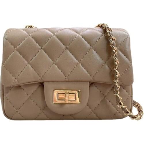 2021 New Leather Cowhide Rhombus Chain Small Square Bag Fashion Shoulder Messenger Purses and Handbags Luxury Designer