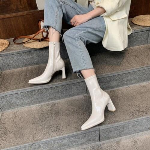 2021 New Autumn Women Boots Pointed Toe High Heel Stretcn Boots Elegant Solid Woman Shoes Platform High Heels Sexy Modern Boots