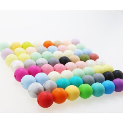Wholesale BPA Free Food Grade Chewable Silicone Teething Beads 500pcs 15mm DIY Set for making Jewellery baby teether