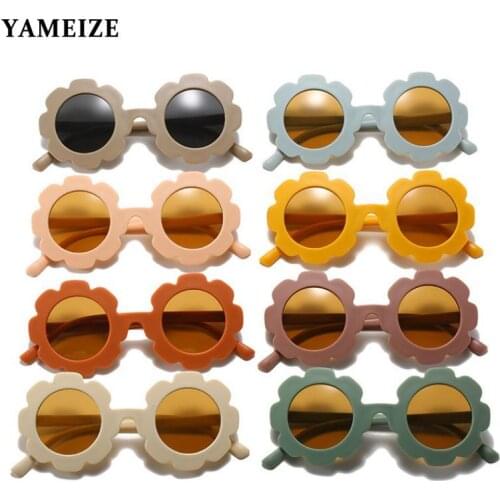 Wholesale New Flower Sunglasses Kids Round Glasses Baby Fashion Colors Sunglasses Boys Girls Eyewear UV Protection Oculos De Sol