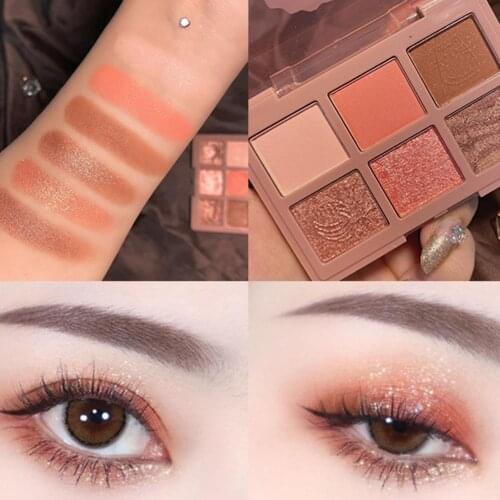 6-Color Matte Nude Shimmer Eyeshadow Palette Long Lasting Shimmer Make Up Soft And Smooth Texture Perfect To Create Shiny Makeup