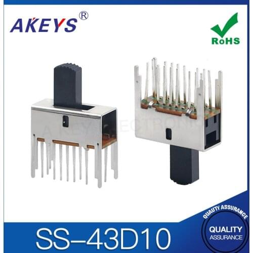 SS-43D10 4P3T Four pole three throw 3 position slide switch 16 pin DIP type with 4 fixed pin handle heights can be customized