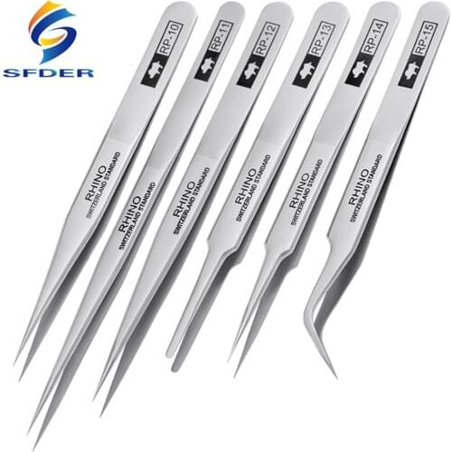 PRO RHINO TOOLS RP Series High-hardness Carbon Steel Anti-magnetic Anti-acid Tweezers for Beauty Electronics Jewelry Industry