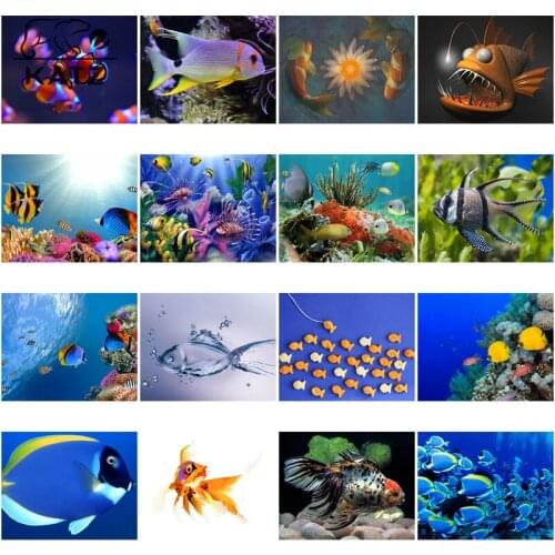Underwater World Diamond Painting Art Handmade Diy Home Decoration Modern Lotus Pond Moonlight Koi Diamond Embroidery Cross-Stit