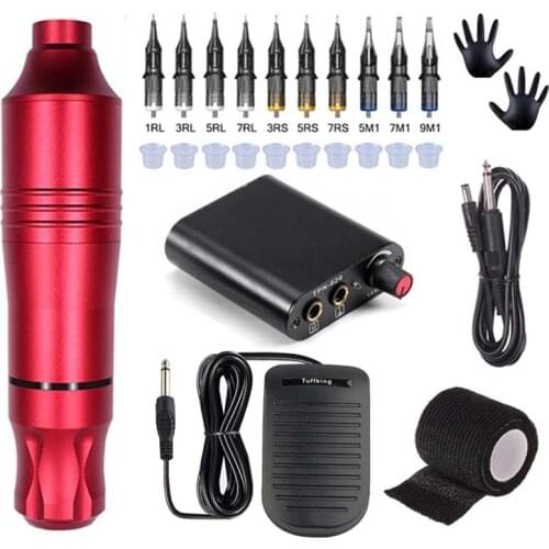 Professional Tattoo Machine Set Rotary Pen Kit with Cartridges Needles Permanent Makeup Tattoo Machine Pen Kit for Beginners