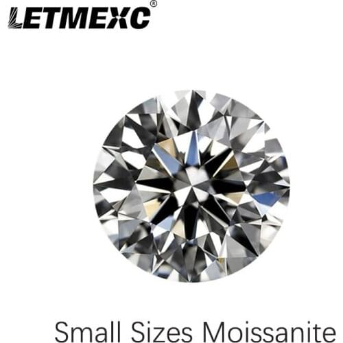 10 Pcs / Pack Letmexc D Color Super White Moissanite Gemstones VVS1 3Excellent Round Diamond Cut for Custom Jewelry Making