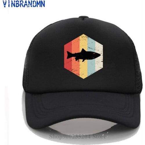 Vinbrandmn Fishing Baseball cap Trout fishing vintage style Fashion hats Gifts Trout Icon summer hat mujer Hip Hop cool net hats