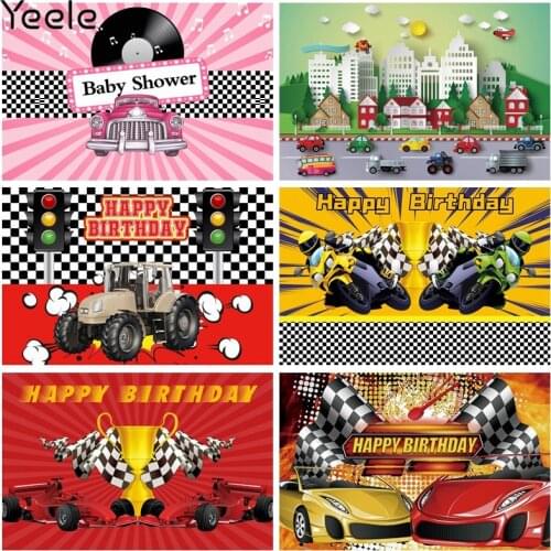 Yeele Clouds Sun Buildings Cars City Trees Cartoon Photography Backgrounds Photographic Customized Backdrops for Photo Studio