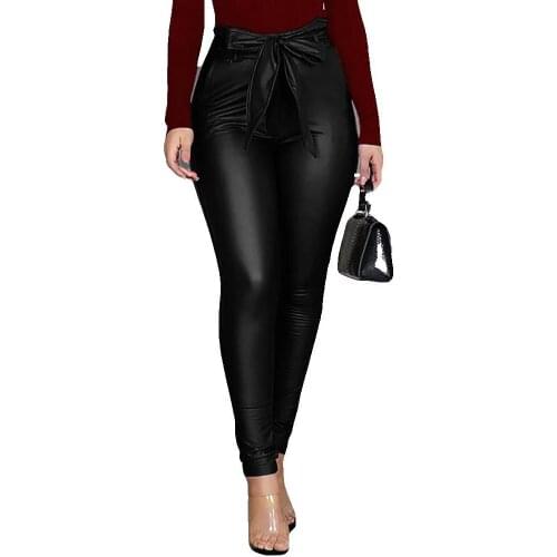 2021 Women Faux Leather PU Sashes Long Trousers Belt High Waist Pencil Pant Sexy Exclusive Design pants drop shipping YS104