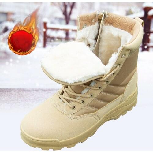 Winter Warm Army Boots Mens Tactical Military Boots Special Force Leather Work Safety Shoes Mens Sneakers Combat Hunting Shoes