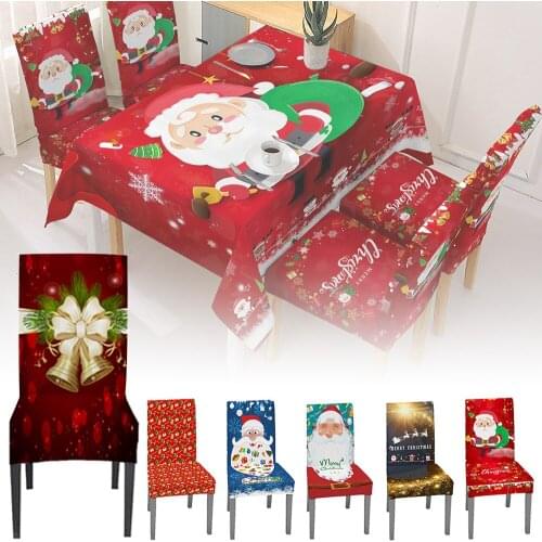 1Pc Chair Covers Dining Christmas Stretch Slipcovers Santa Claus Xmas Home Party Decor Home Textile Chair Cover For Christmas