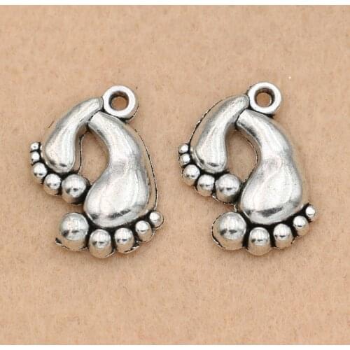 10pcs Tibetan Silver Plated Foot Charm Pendants for Jewelry Making Bracelet Diy Jewelry Findings 20x17mm