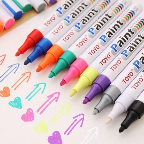 12pcs waterproof color markers durable white markers pneumatic markers rubber fabric metal paint permanent face paint marker pen