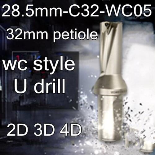 28.5mm 2D 3D 4D wc style U drill 32mm petiole interject WCMX050308 Carbide blade Free shipping