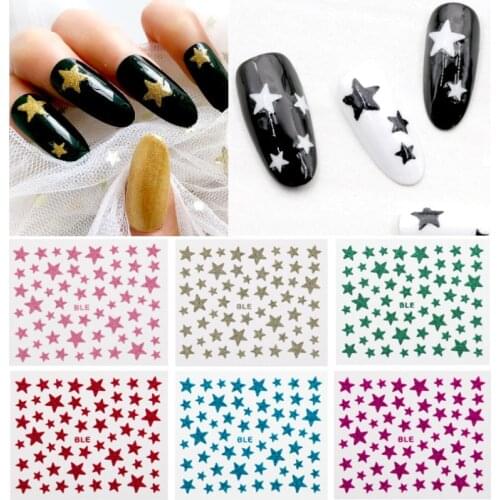 Nail Stickers 3D Nail Slider Stars Stickers Glitter Shiny Decoration Decal DIY Transfer Adhesive Colorful Nail Art Tips Manicure