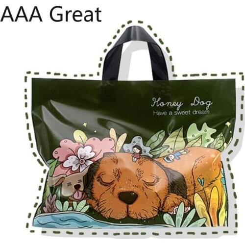50Pcs/Lot Plastic Bags With Handle Packaging Clothes Bags Food Storage Bag Makeup Travel Pouch Animal Shoes Christmas Wedding