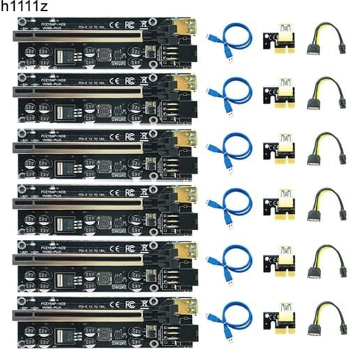 6PCS PCIE Riser 009S Plus Video Card Extension Cable Adapter Cabo Riser PCI Express X16 Riser PCIE X16 for Bitcoin Miner Mining