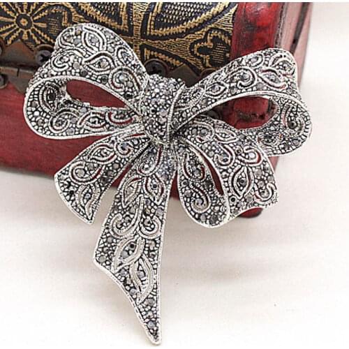 12pcs/lot Women Vintage Bowknot Brooches Jewelry Perfect Rhinestone Crystal Pin Brooch For Women Wedding Jewelry Bridal Broches