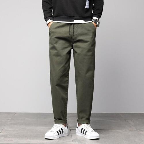 Mens Summer Casual Pants Natural Cotton Trousers Breathable White Elastic Waist Straight Mens Pant Top Quality Size 40 42 44 4