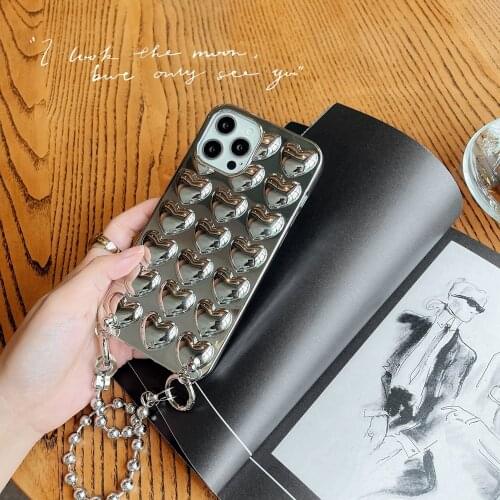 For Huawei phone case silver metal color with shoulder chain traps mobile Cover For Huawei p40 p40pro mate 30pro mate40 nova 8