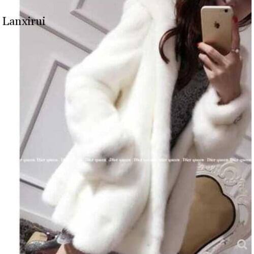 Elegant Women Hoodie Coat Solid Warm Sexy Long Sleeve Fluffy Outwear Crew Neck Winter Party Short Faux Fur Fashion Daily wear