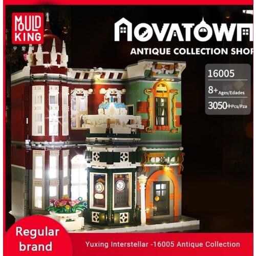 MOULD KING MOC 16005 Antique Craft Collection Building Block Street View Series Childrens Mosaic Toys With Lights