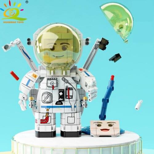 HUIQIBAO 518pcs Space Astronaut Figure Building Blocks City Satellite Man Construction Bricks Educational Toys for Children