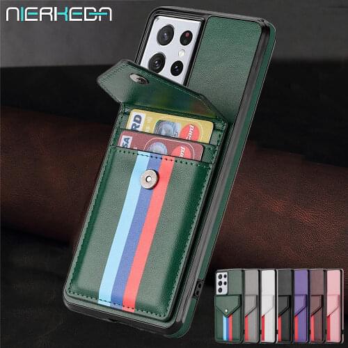 Leather Wallet Case For Samsung Galaxy S21 S20 Ultra Plus FE Note 20 Ultra A12 A72 A52 A71 A51 4G 5G Back Card Solt Phone Cover