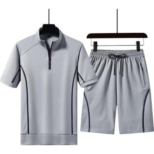 Fashion Men Sweat Suit Loose Soft Fitness T-shirt Shorts Set Summer Sports Top Shorts Set for Jogging футболка мужская
